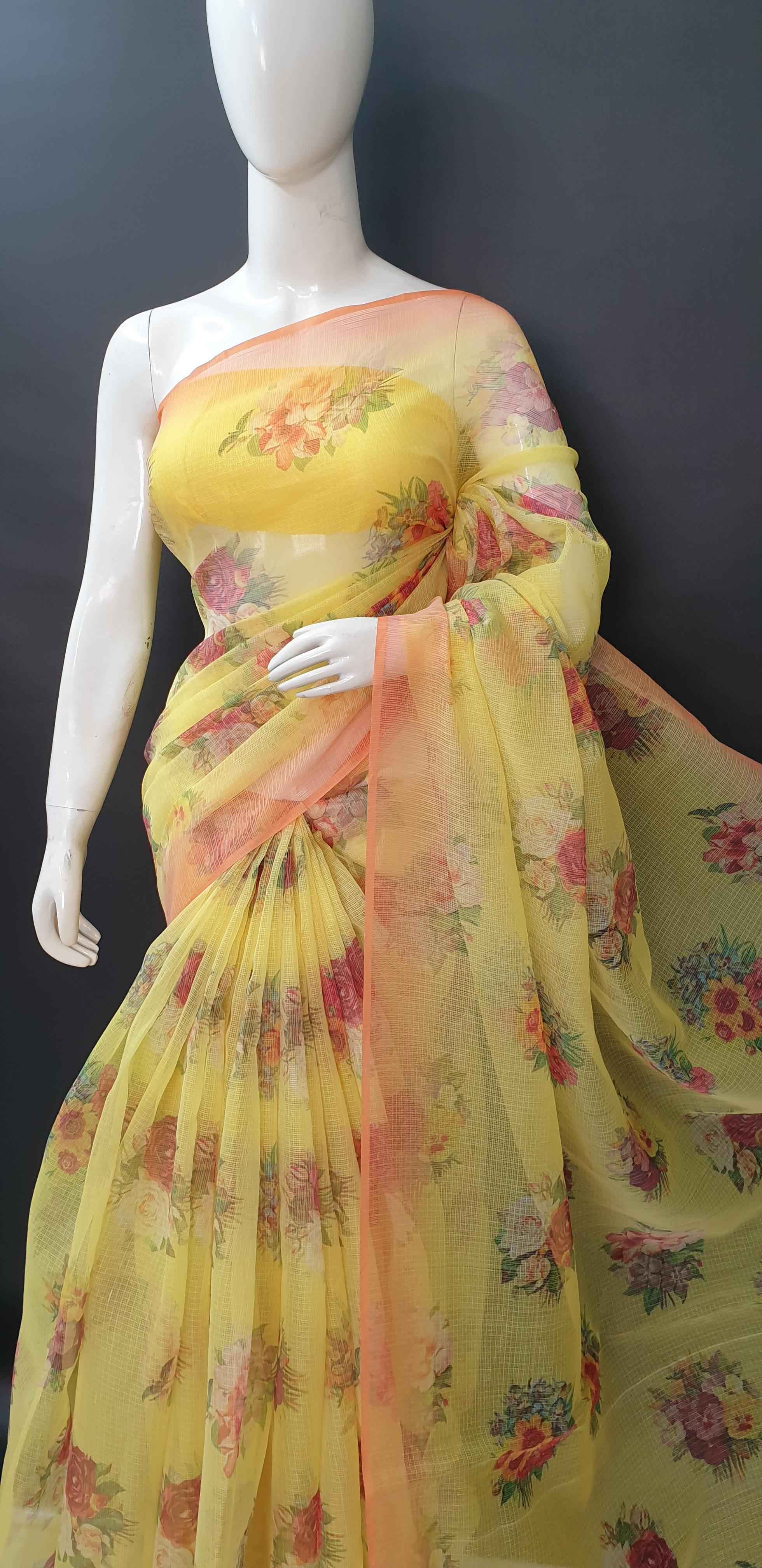 Premium Quality of Kota Doria cotton saree with Digital Prints